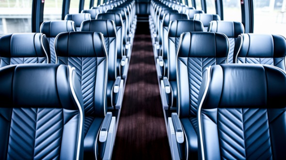 55 passenger charter bus inside corona